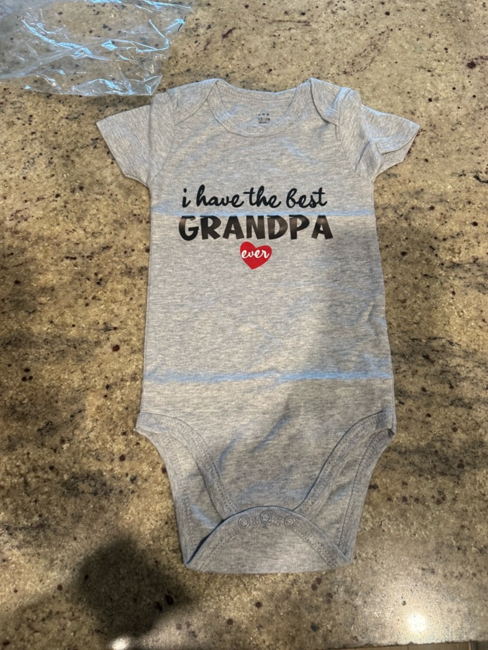 Gray 'I Have the Best Grandpa Ever ‘ Baby Onesie - 12-18 months Brand New